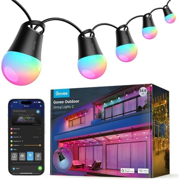 Outdoor String Lights 2, 144ft Outdoor Lights with Dimmable Warm - Picture 1 of 7